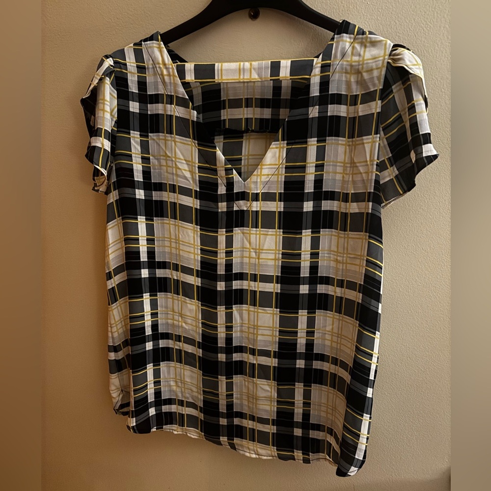LOFT Blue and Cream Boxy Blouse - Picture 2 of 3